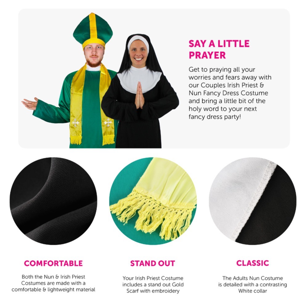 Adults Irish Priest & Nun Couples Costume