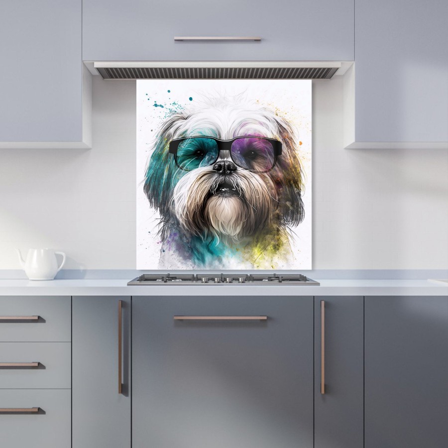 Click to view product details and reviews for Lhasa Apso Face Glasses Splashart Kitchen Splashback W600mm X H650mm.