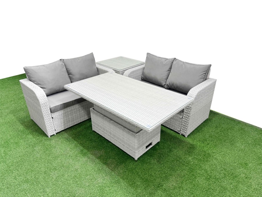 Click to view product details and reviews for Fimous 4 Seater Outdoor Love Sofa Set Rattan Garden Furniture Set With Adjustable Lifting Dining Or Coffee Table Side Table Light Grey. Click to view product details and reviews for Fimous 4 Seater Outdoor Love Sofa Set Rattan Garden Furniture Set With Adjustable Lifting Dining Or Coffee Table Side Table Light Grey.