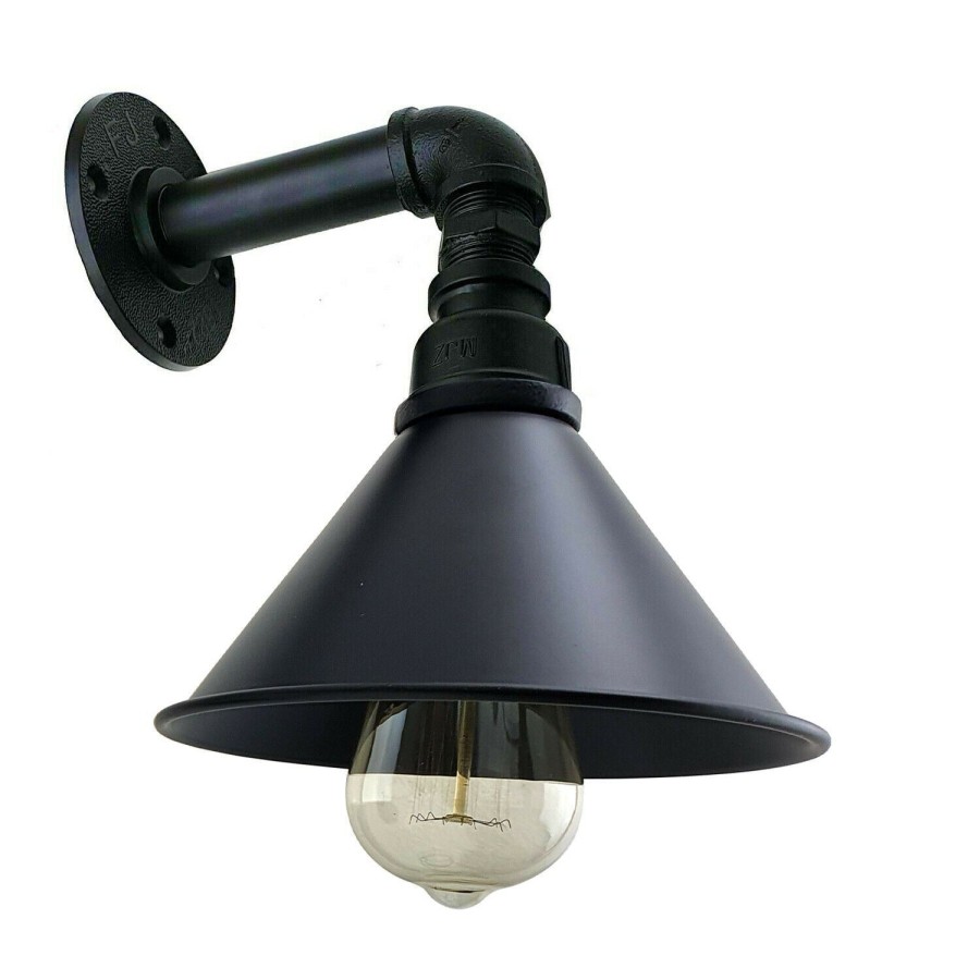 Click to view product details and reviews for Modern Vintage Wall Mounted Light Sconce Lamp Indoor Fixture Cone Shape Metal Shade1257 With Bulb Black.
