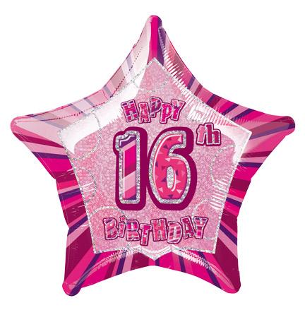 Click to view product details and reviews for 16th Pink Glitz Foil Balloon For Celebrations.