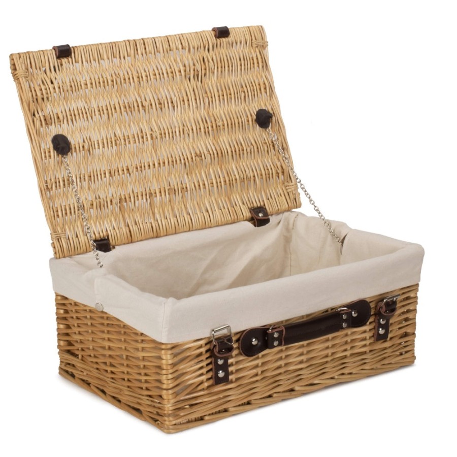 Red Hamper Buff 45Cm Picnic Basket - White Lining