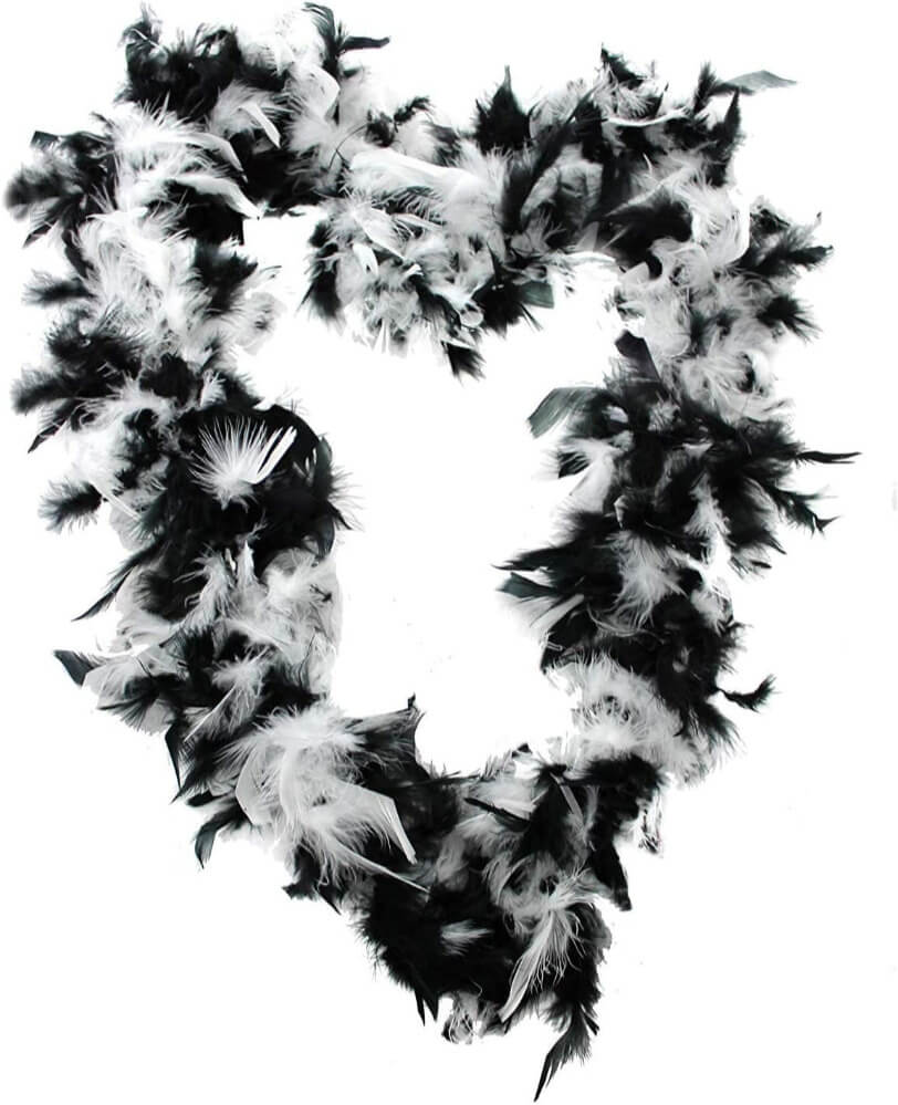 BLACK AND WHITE FEATHER BOA