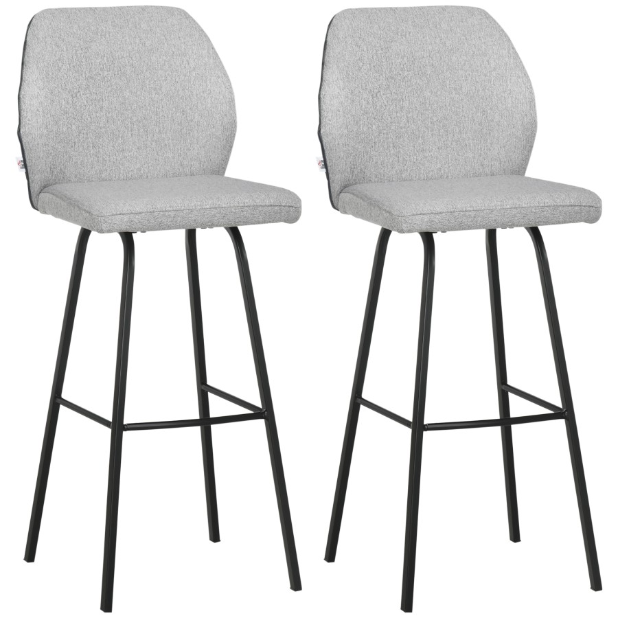 Click to view product details and reviews for Homcom Bar Stools Set Of 2 Upholstered Kitchen Stools With Back Footrest.