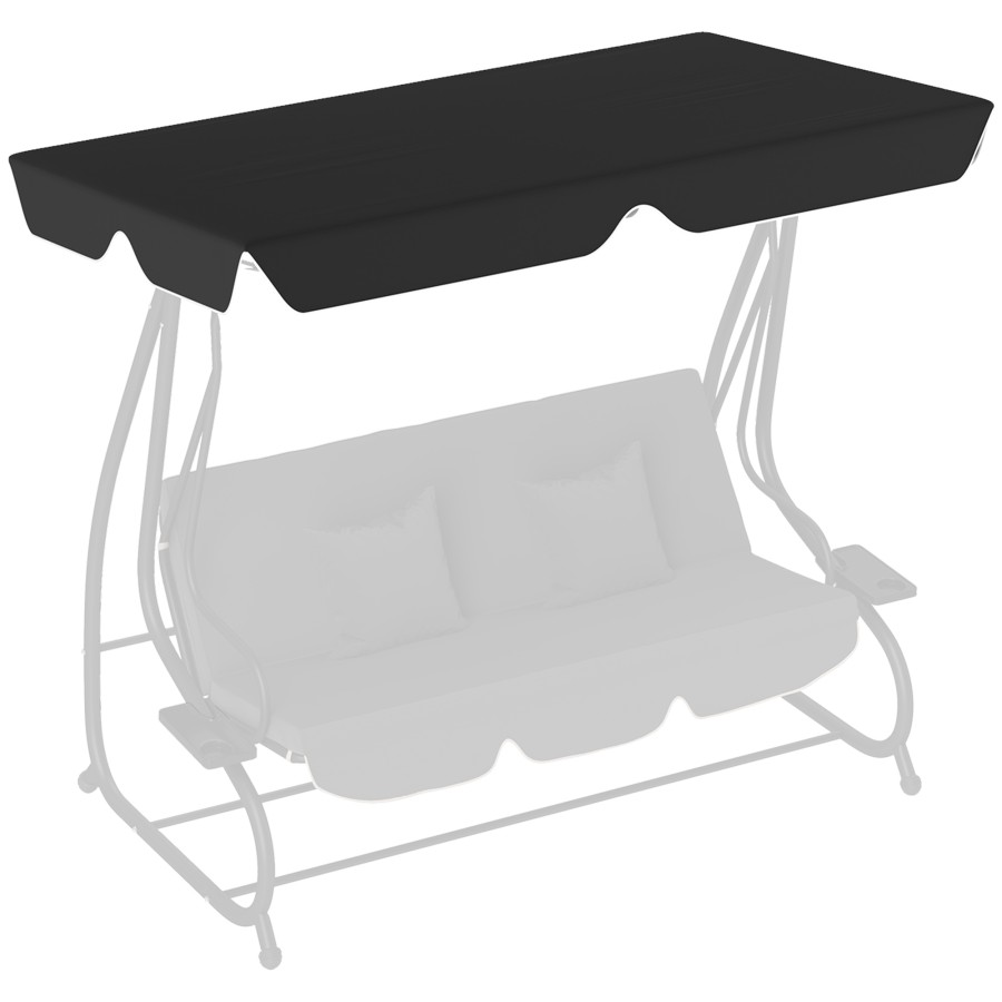 Outsunny Waterproof Garden Swing Canopy Replacement 3 Seater, Black