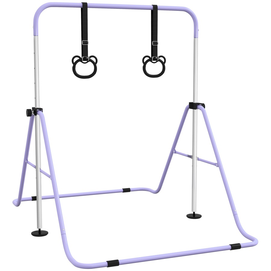 Click to view product details and reviews for Homcom Kids Gymnastics Bar Horizontal Bar For Kids Adjustable Height Folding Gymnastics Equipment With Gymnastic Rings Non Slip Mats For Home Fla.