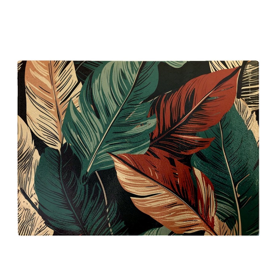 Click to view product details and reviews for Autumn Colour Leaves Glass Chopping Board.