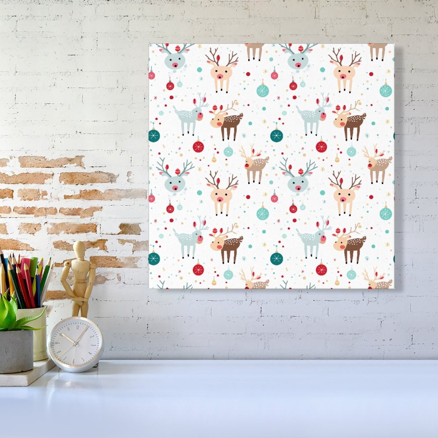 Click to view product details and reviews for Happy Reindeer With Christmas Lights Canvas Large 30 X 30.