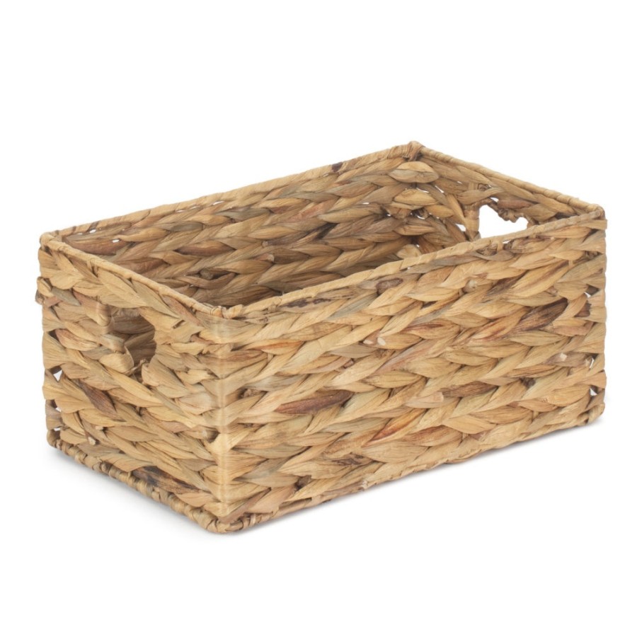 Red Hamper Shallow Water Hyacinth Storage Basket - Small