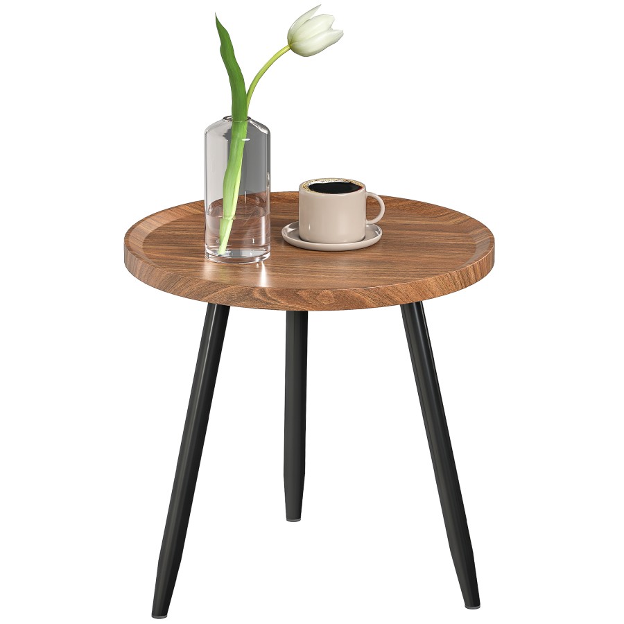 Click to view product details and reviews for Homcom Round Coffee Table Modern End Side Table With Steel Frame For Small Space Sofa Beside Living Room Bedroom Office Chestnut Wood Effect.