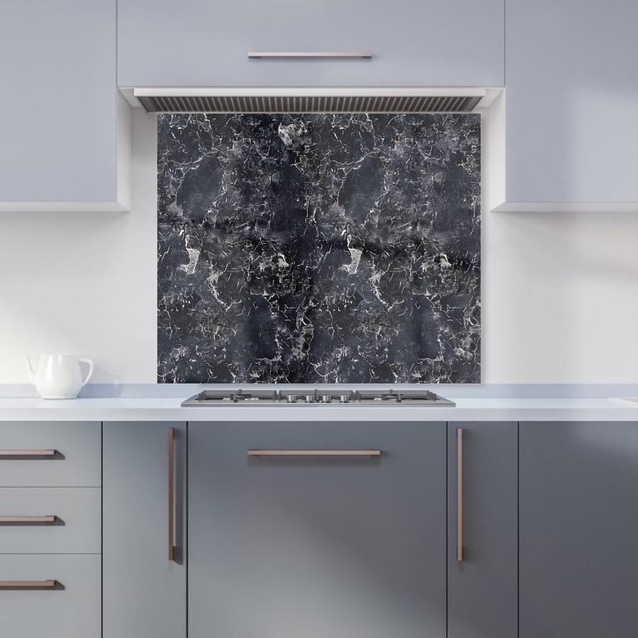 Black Quartz Effect Kitchen Splashback