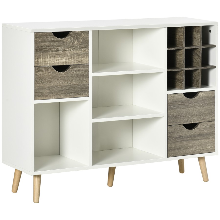 Click to view product details and reviews for Homcom Kitchen Sideboard Storage Cabinet With Removable Wine Holder Grey.