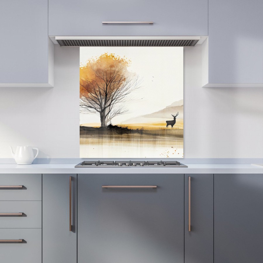 Click to view product details and reviews for Autumn Landscape Stag Watercolour Kitchen Splashback W700mm X H750mm.