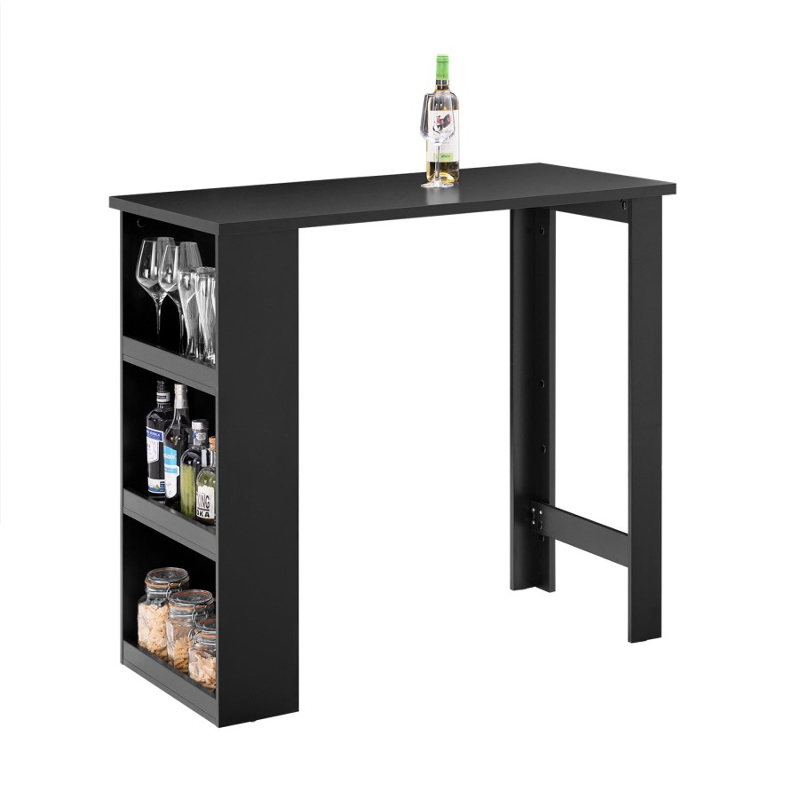 Click to view product details and reviews for Sobuy Fwt17 Ii Sch Kitchen Breakfast Bar Table Modern Dining Table With 3 Tier Storage Shelves Tall Table For Kitchen Living Room Or Coffee Bar Bla.