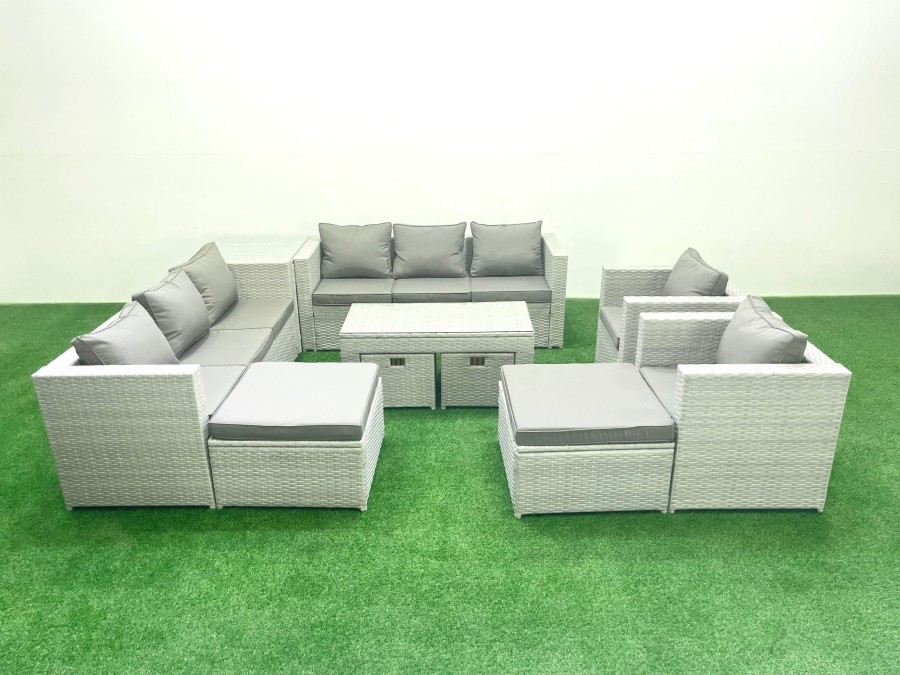 Click to view product details and reviews for Fimous Rattan Garden Furniture Set Outdoor Lounger Sofa With Coffee Table 4 Footstools Side Table Light Grey Mixed. Click to view product details and reviews for Fimous Rattan Garden Furniture Set Outdoor Lounger Sofa With Coffee Table 4 Footstools Side Table Light Grey Mixed.