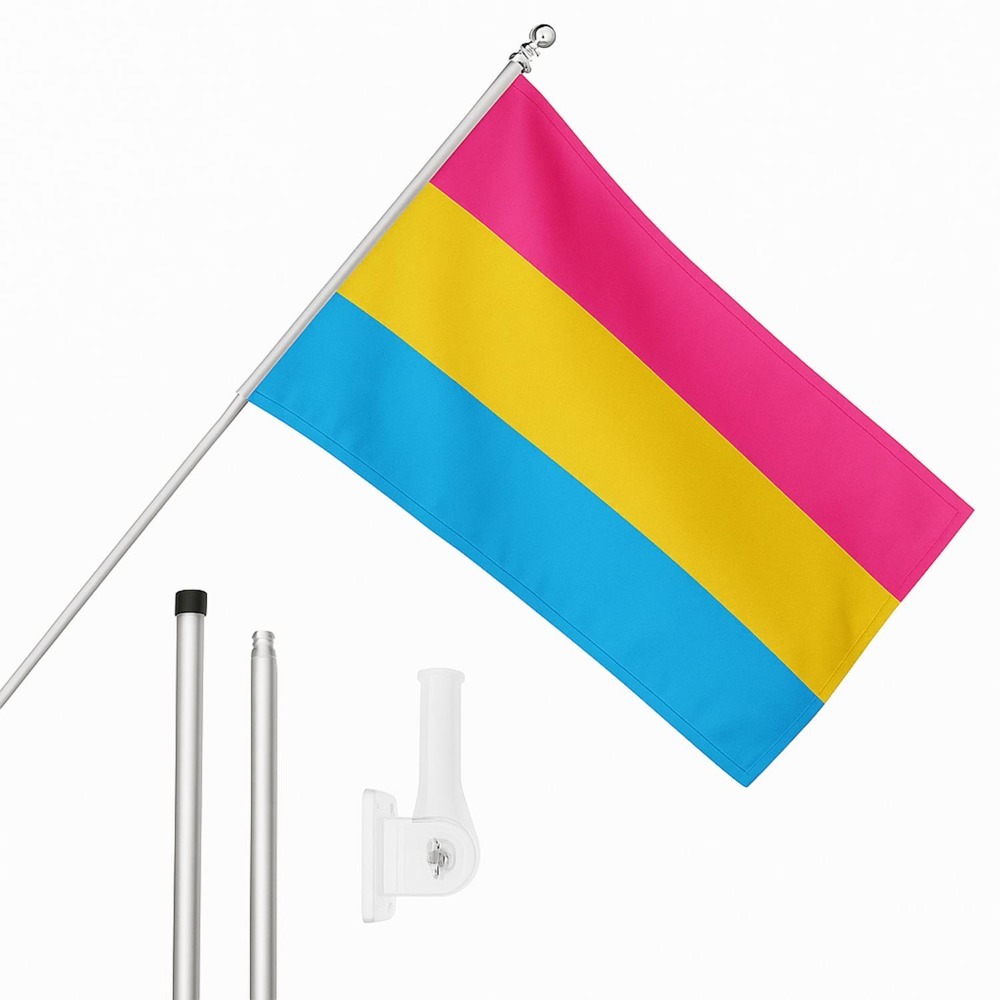 Click to view product details and reviews for Large 5ft X 3ft Pansexual Flag With 6ft Pole Wall Bracket.