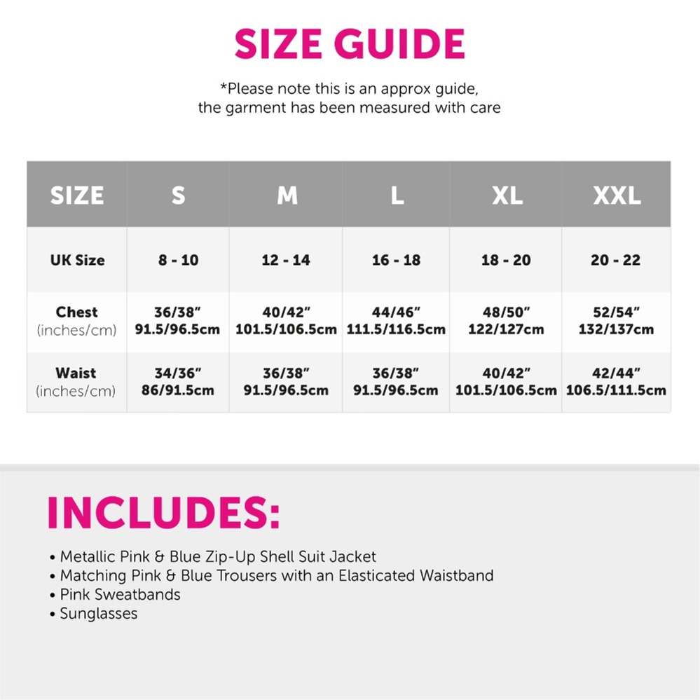 Ladies Pink & Blue Shell Suit Costume with Accessories