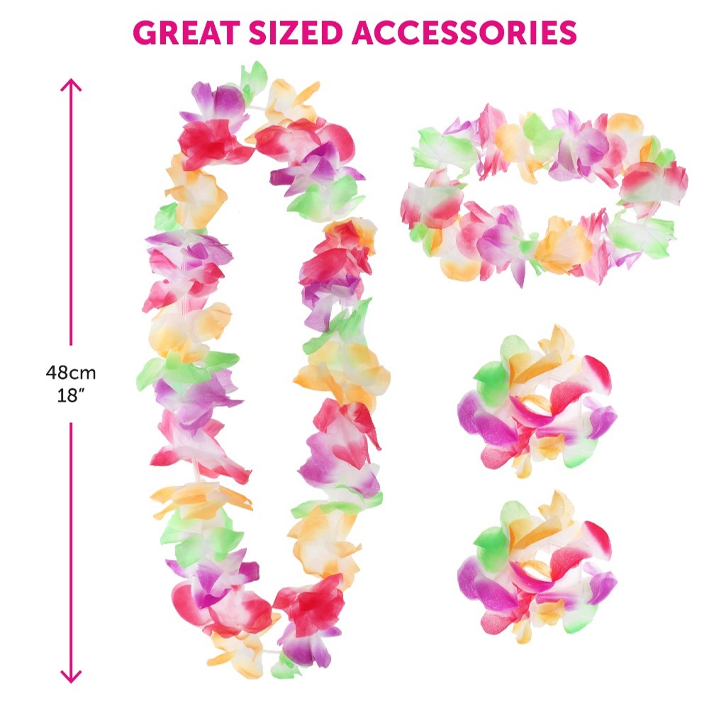 Multicoloured 4 Piece Hawaiian Lei Set