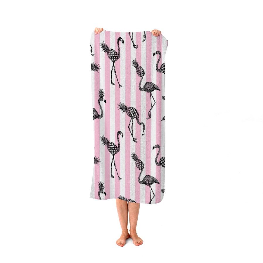Pineapple Flamingo Beach Towel