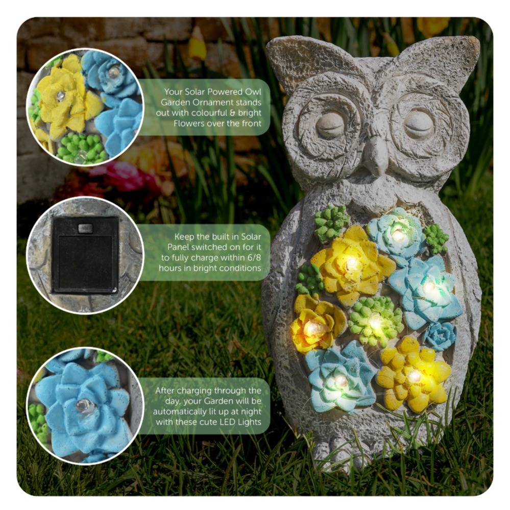 Solar Owl Statue (23x13x9cm)
