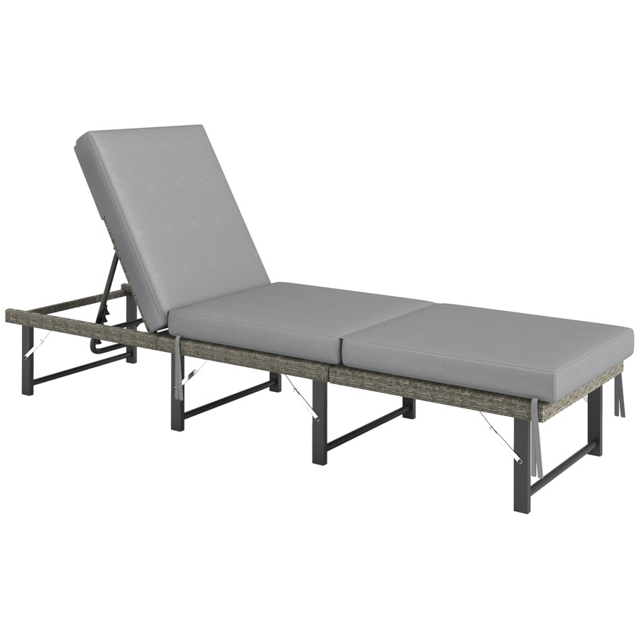 Click to view product details and reviews for Outsunny Rattan Sun Lounger Folding Sunbed 6 Level Adjustable Garden Lounger Recliner With Cushion Outdoor Reclining Garden Chair With Steel Frame.