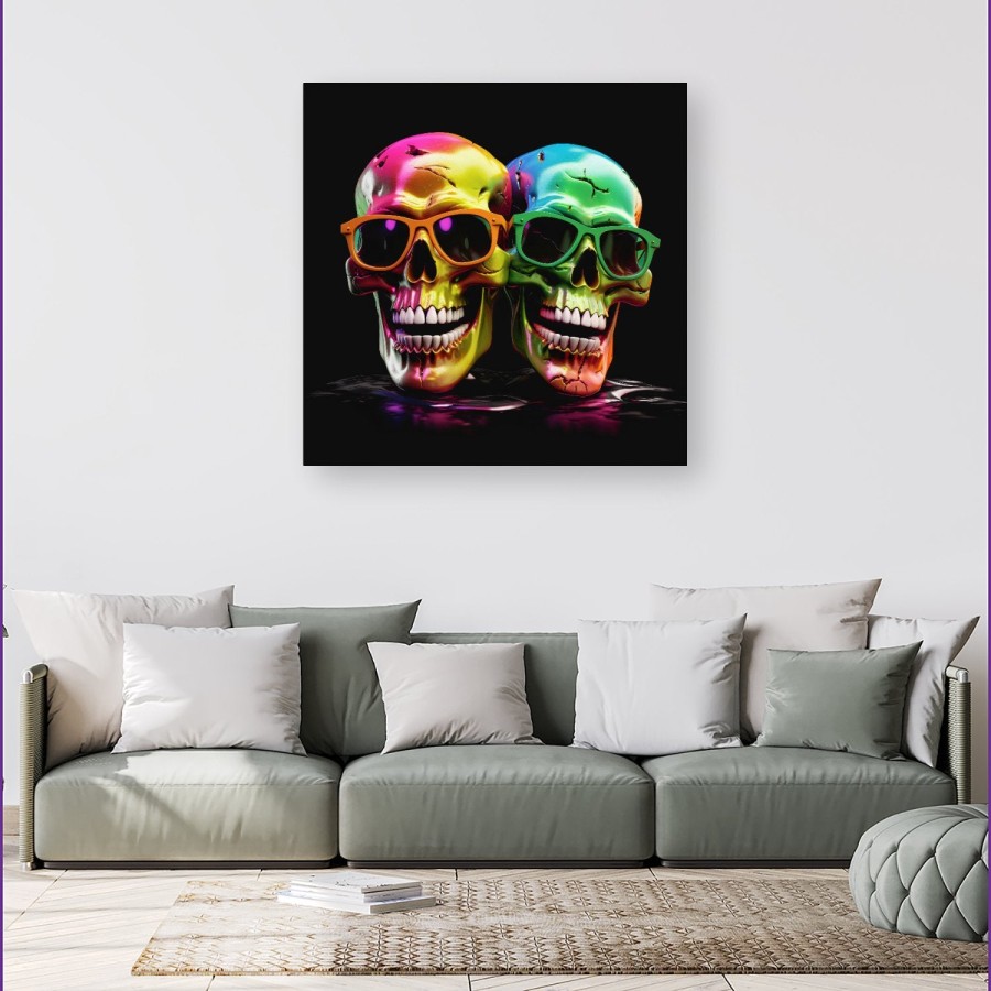 Click to view product details and reviews for Happy Skeletons In Sunglasses Canvas Extra Large 40 X 40.