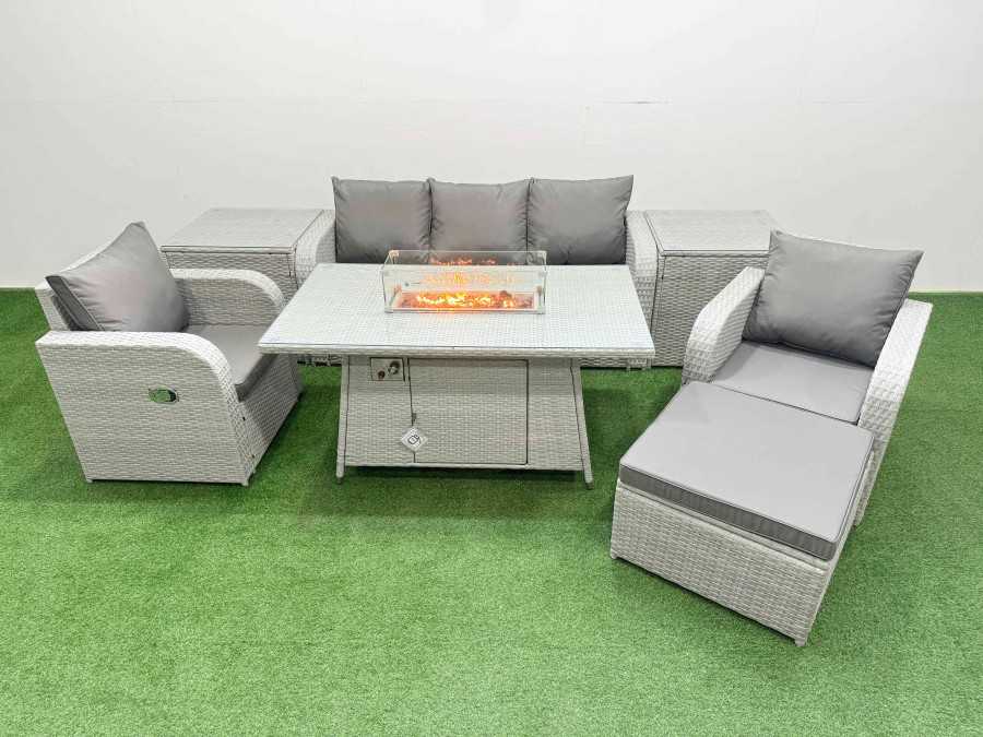 Click to view product details and reviews for Fimous Pe Rattan Garden Furniture Set Reclining Chair Sofa Lounge Sofa Set Firepit Dining Table 2 Side Table Big Footstool Light Grey. Click to view product details and reviews for Fimous Pe Rattan Garden Furniture Set Reclining Chair Sofa Lounge Sofa Set Firepit Dining Table 2 Side Table Big Footstool Light Grey.