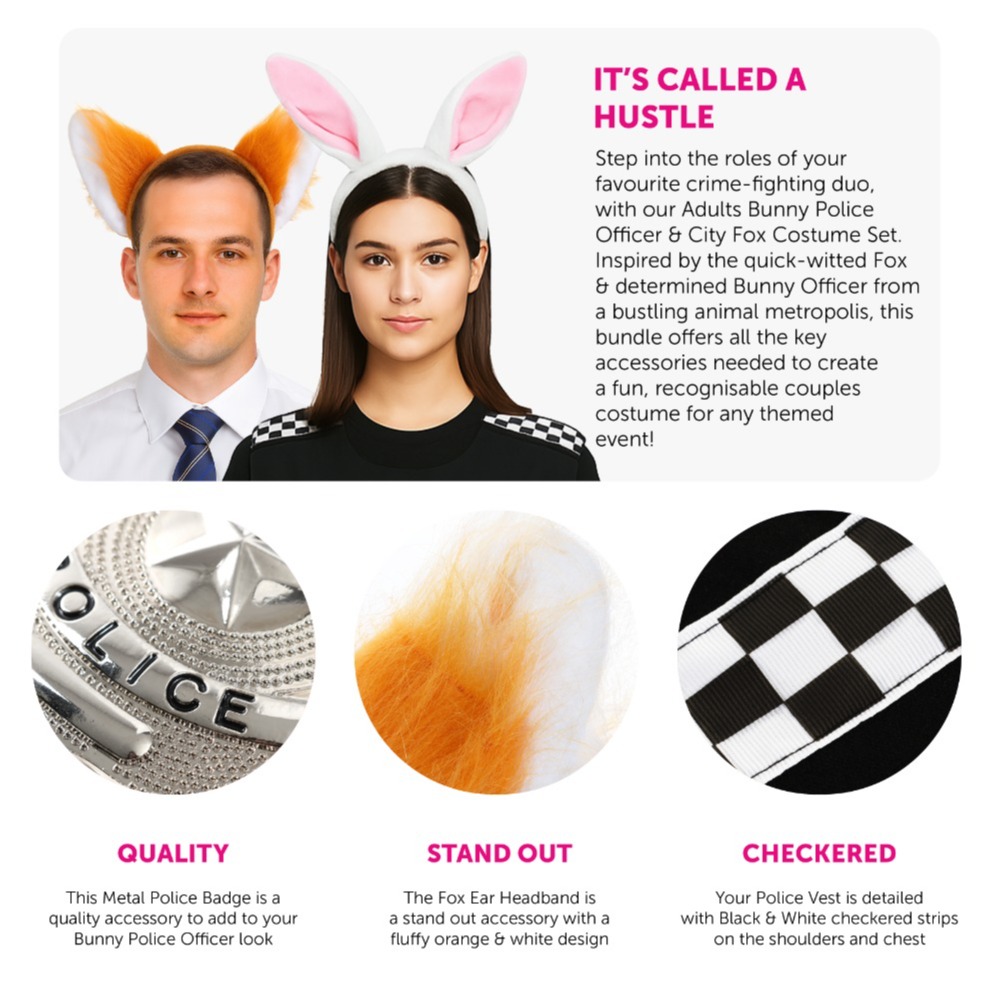 Adults Nick & Judy Couples Costume | 7 Pcs