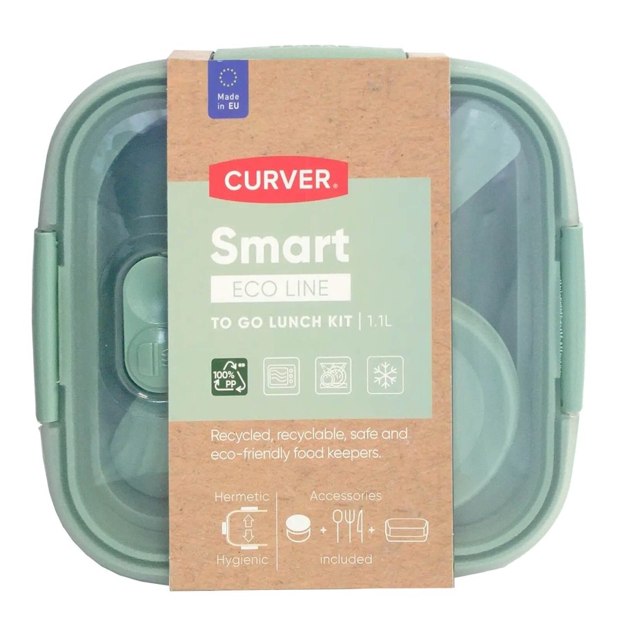 Curver Smart Eco Line To Go Lunch Kit with Accessories Square 1.1L
