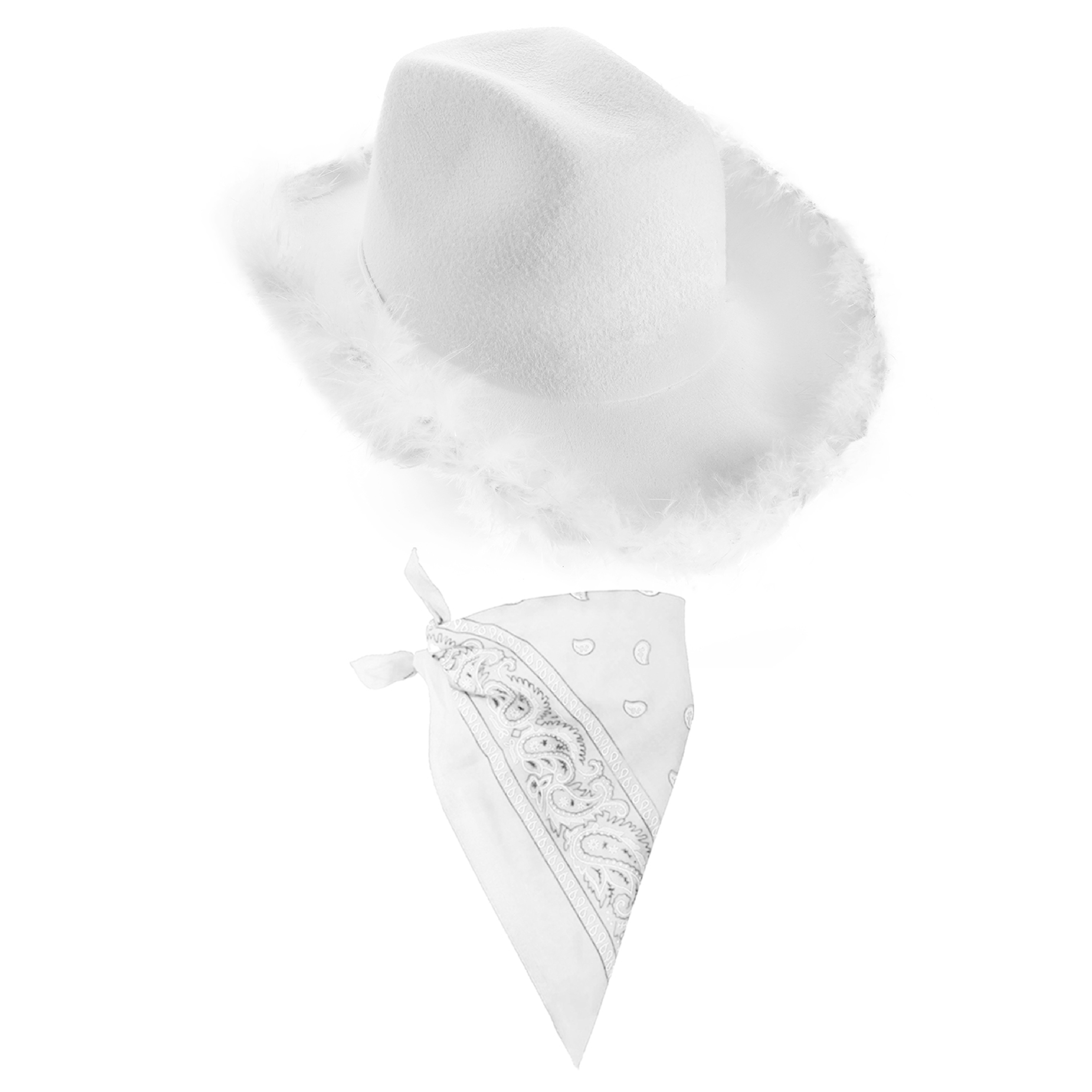 Click to view product details and reviews for White Cowboy Hat White Bandana Pack Of 1.