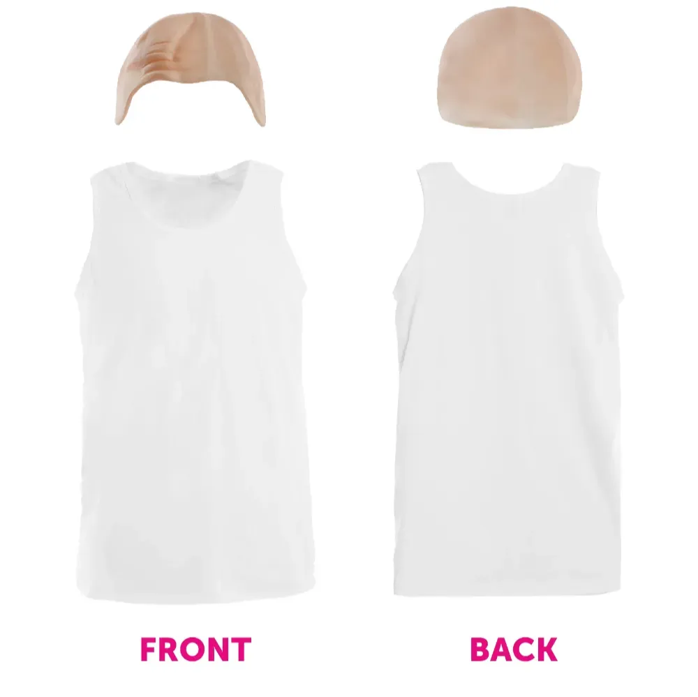 Adults John McClane Costume | 6 Pcs | White Vest, Bald Cap, Badge, Fake Cigarettes, Inflatable Gun & Fake Blood