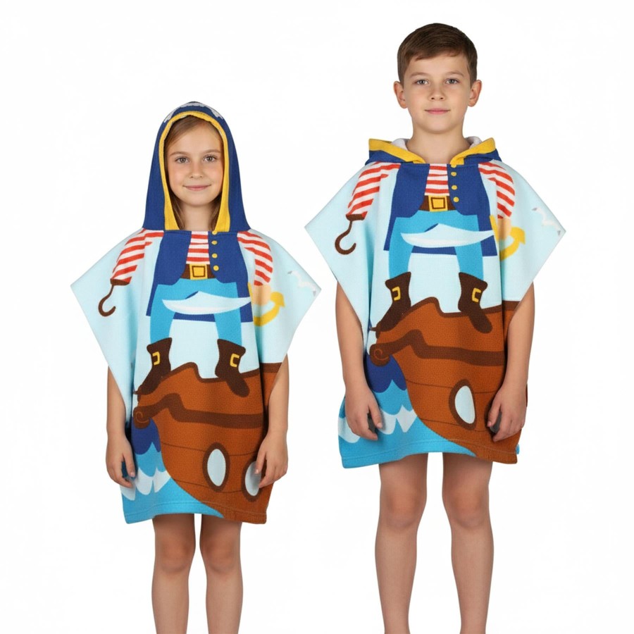 Click to view product details and reviews for A2z 4 Kids Boys Girls Hooded Towel Poncho Quick Dry Microfibre Changing Robe One Size Pirate Adventure.