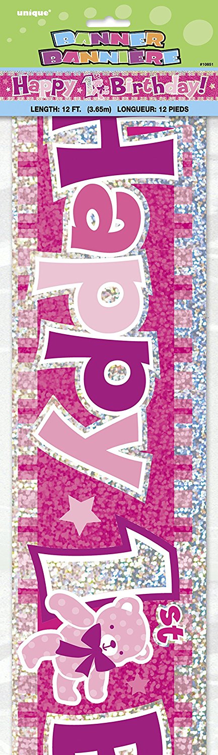 Click to view product details and reviews for Happy 1st Birthday 12ft Holographic Foil Banner.