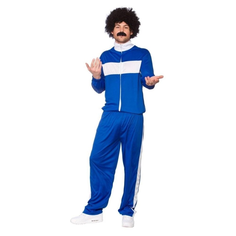 Click to view product details and reviews for Mens 80s Retro Tracksuit Blue Fancy Dress Halloween Costume One Size.