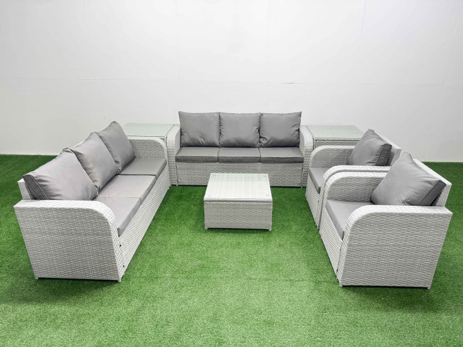 Click to view product details and reviews for Fimous Pe Rattan High Back Lounge Sofa Set Patio Square Coffee Table Chairs Set With 3 Seater Sofa Reclining Chair 2 Side Table Light Grey. Click to view product details and reviews for Fimous Pe Rattan High Back Lounge Sofa Set Patio Square Coffee Table Chairs Set With 3 Seater Sofa Reclining Chair 2 Side Table Light Grey.