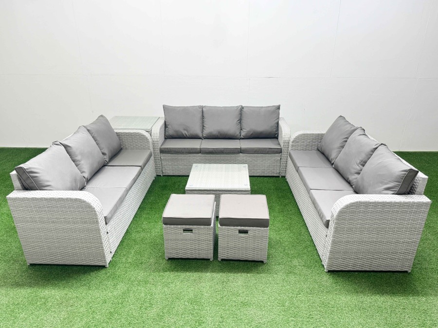 Click to view product details and reviews for Fimous Pe Rattan Lounge Sofa Set 11 Seater Outdoor Garden Furniture Set With Square Coffee Table 3 Seater Sofa 2 Stools Side Table Light Grey. Click to view product details and reviews for Fimous Pe Rattan Lounge Sofa Set 11 Seater Outdoor Garden Furniture Set With Square Coffee Table 3 Seater Sofa 2 Stools Side Table Light Grey.