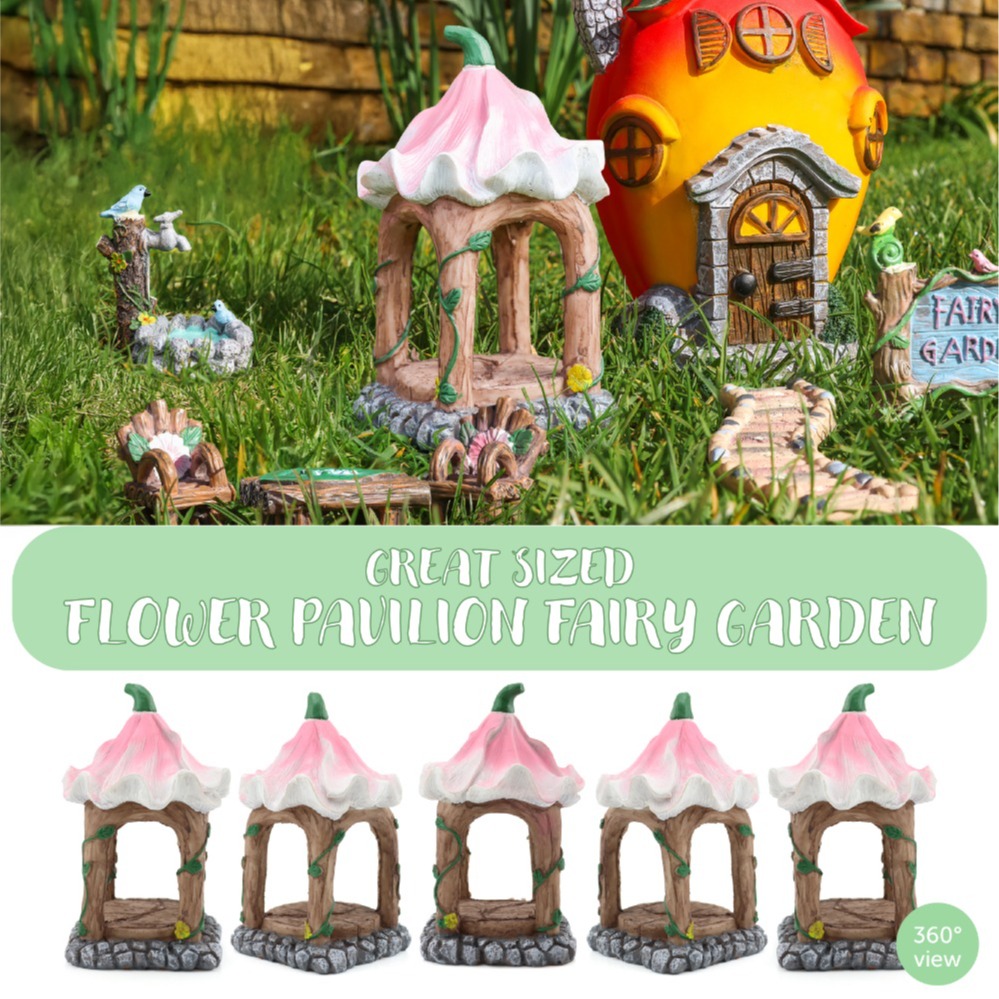 Flower Pavilion 18 x 10 x 10cm - Secret Fairy Garden Resin Decorations