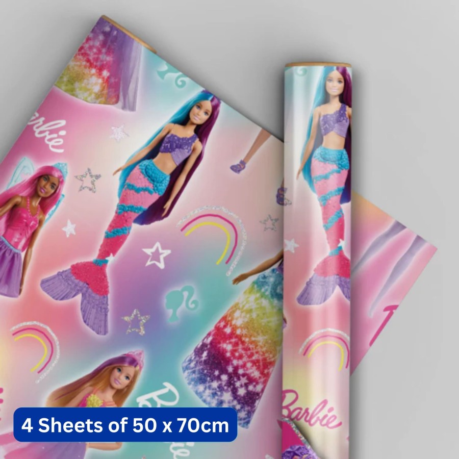 Barbie 4 Sheets & 4 Tags Gift Wrap Bundle