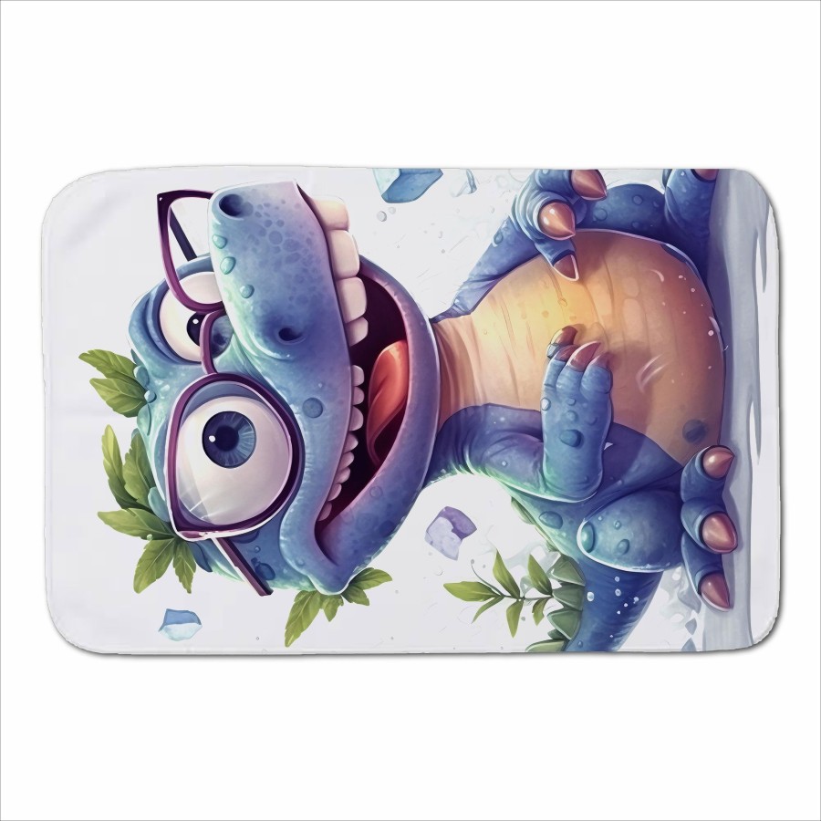 Click to view product details and reviews for Happy Dinosaur With Glasses Sherpa Blanket.