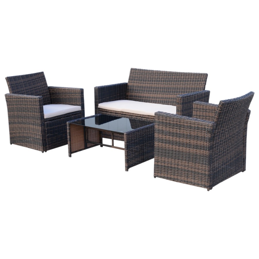 Click to view product details and reviews for Outsunny 4pc Patio Garden Rattan Wicker Sofa 2 Seater Loveseat Chair Table Brown.