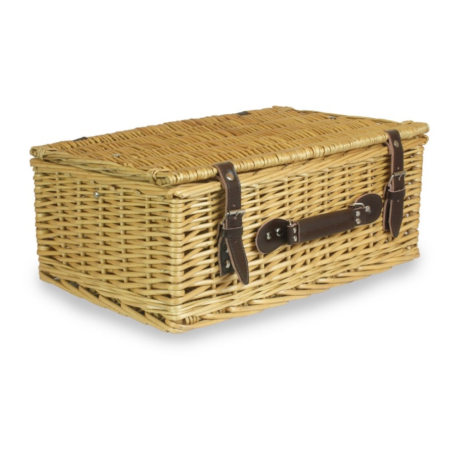 Red Hamper Buff 45Cm Picnic Basket - Red Lining