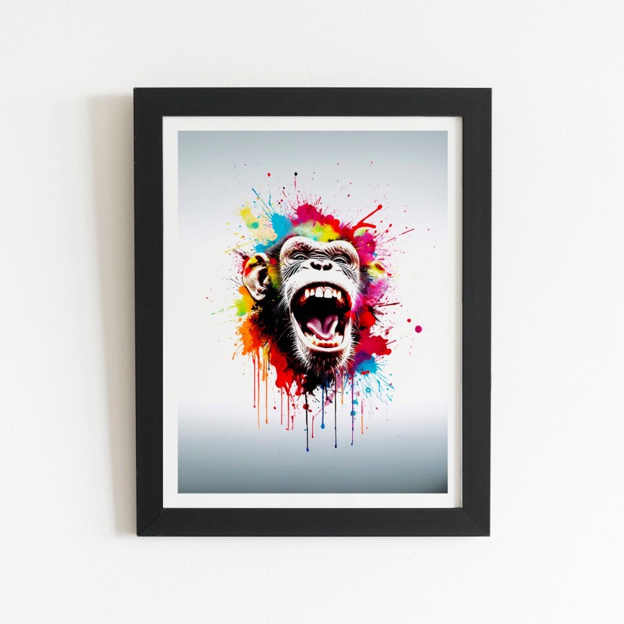 Click to view product details and reviews for Coloured Splashart Crazy Monkey Face Art Prints 8 X 10 Black Frame.