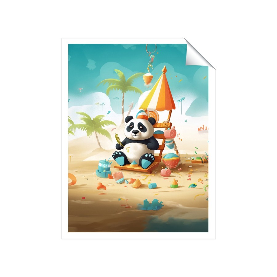 Click to view product details and reviews for Happy Panda On A Beach Holiday Art Prints 8 X 10 No Frame.