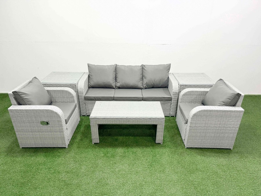 Click to view product details and reviews for Fimous Pe Rattan Garden Furniture Set Reclining Chair Sofa Lounge Sofa Set Rectangular Coffee Table 2 Side Table Light Grey. Click to view product details and reviews for Fimous Pe Rattan Garden Furniture Set Reclining Chair Sofa Lounge Sofa Set Rectangular Coffee Table 2 Side Table Light Grey.