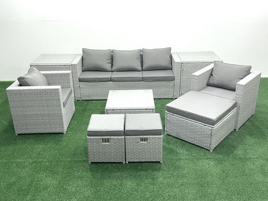 Click to view product details and reviews for Fimous Rattan Garden Outdoor Furniture Sofa Set With Square Coffee Table 2 Chairs 3 Footstools 2 Side Tables Light Grey Mixed. Click to view product details and reviews for Fimous Rattan Garden Outdoor Furniture Sofa Set With Square Coffee Table 2 Chairs 3 Footstools 2 Side Tables Light Grey Mixed.