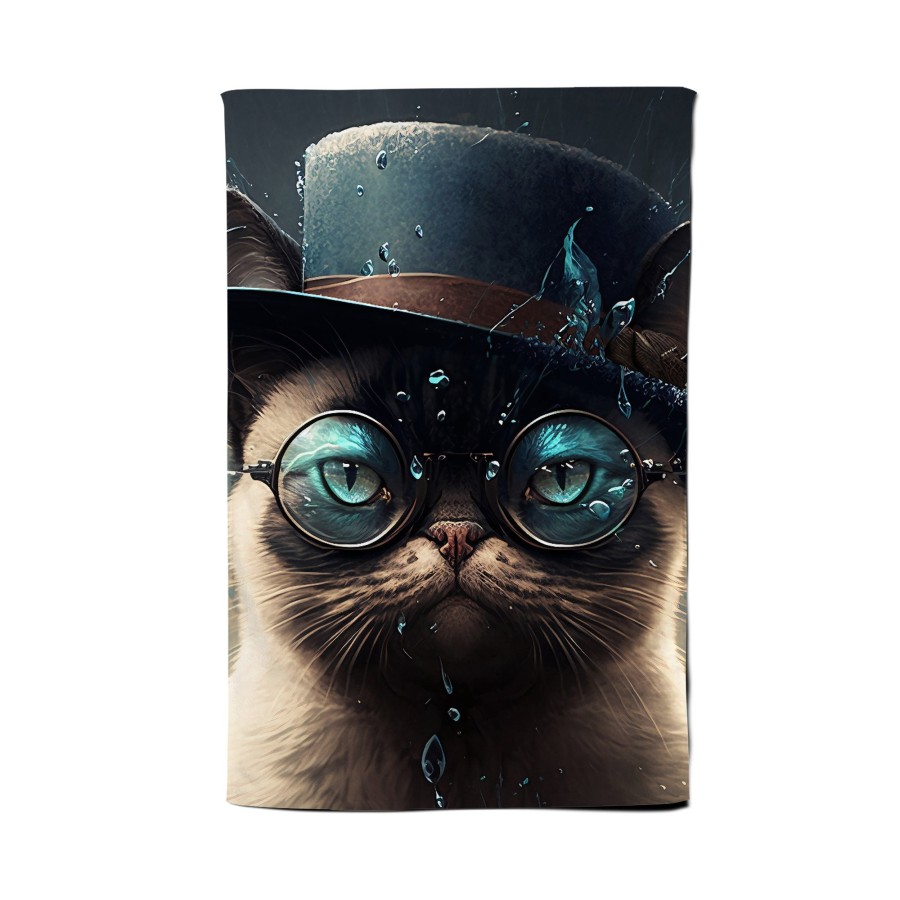 Click to view product details and reviews for Siamese Cat With Glasses Splashart Tea Towel.