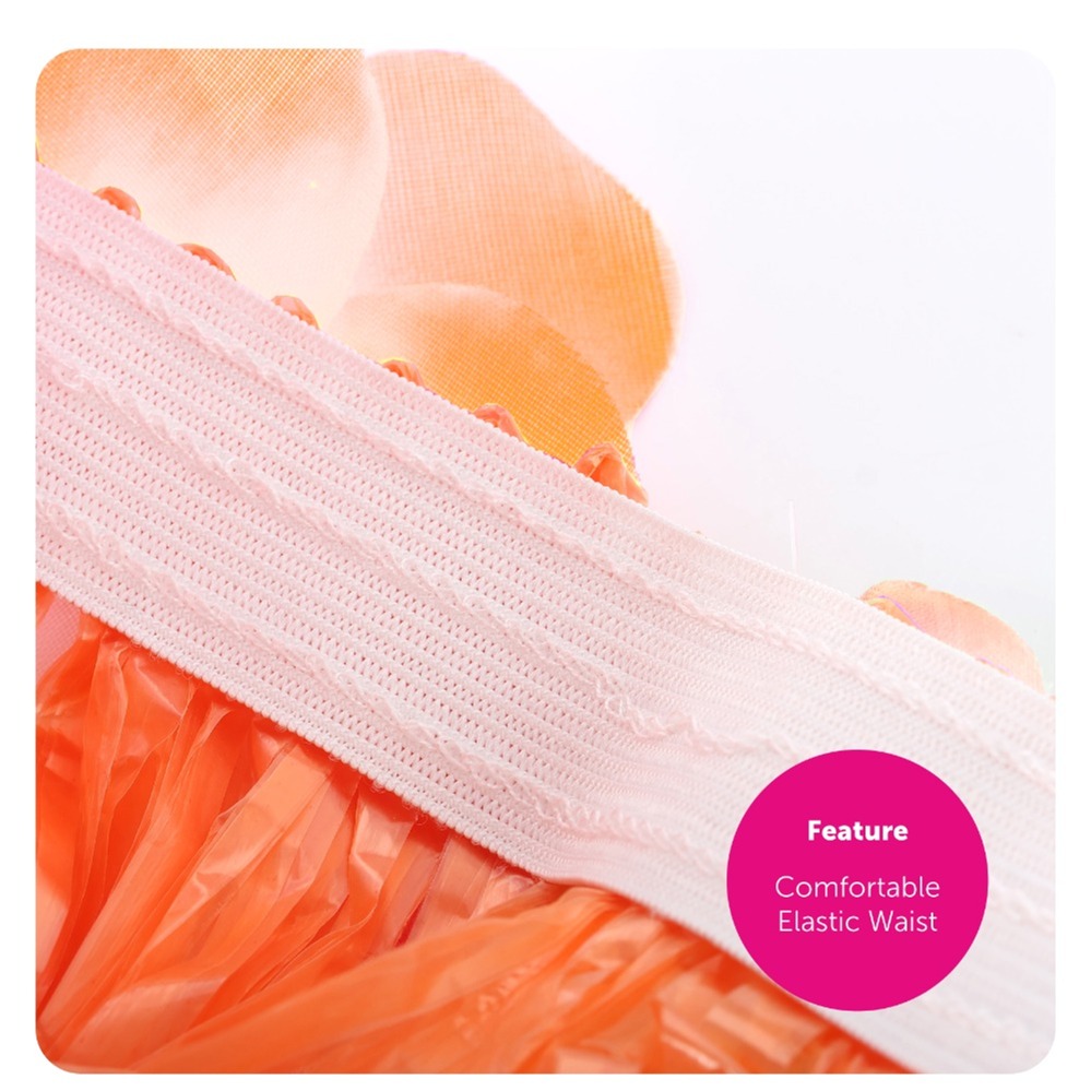 40cm Orange Short Hawaiian Hula Skirt with Orange Waistband