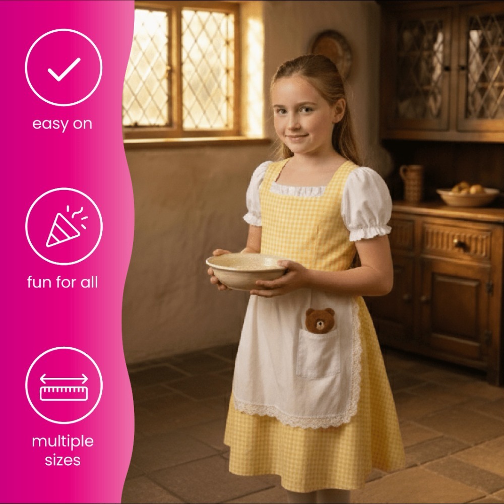 Girls Goldilocks Costume | 3 Pcs | Dress, Soft Basket & Bear