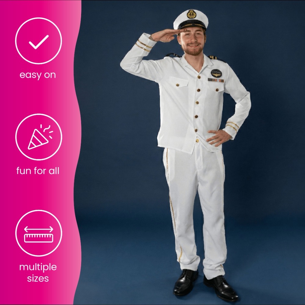 Adults Sailor Captain Costume | 2 Pcs | Jacket & Trousers