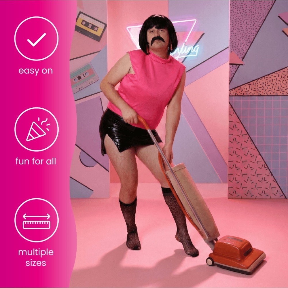 Adults Rock Queen Housewife Costume | 4 Pcs | Top, Skirt, Tights & Earrings